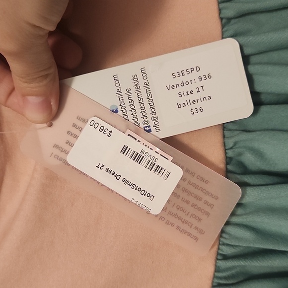 Dot Dot Smile Peach and Green Dress with Black Sleeves Size 2T NTW - Picture 3 of 6